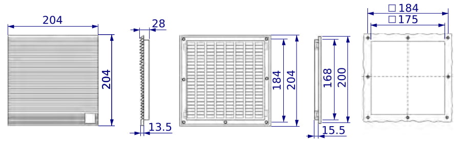 Вентилятор с фильтром STFD204A230 IP54 RAL7035