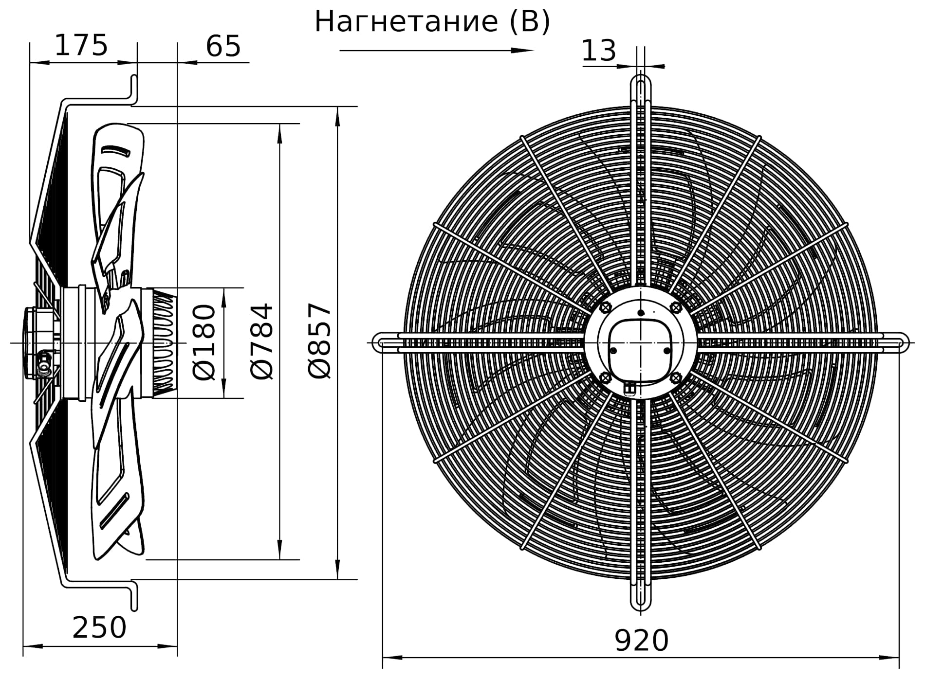 Вентилятор осевой YWF6D-800B-180/75-G